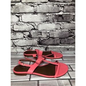 Kate Spade Hot Pink Leather Bow Open Toe Strap Sandals Women Sz 6.5MUS/37EU